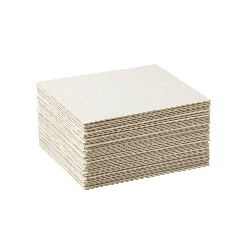 A stack of white cardstock sheets neatly piled against a black background