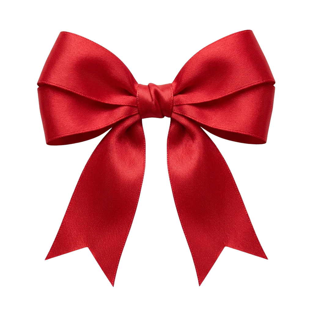 A neatly tied red velvet bow on a black background