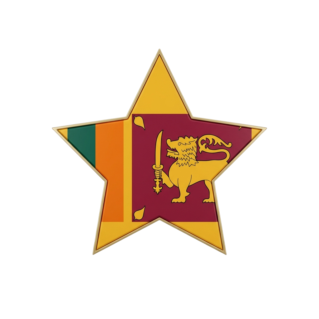 Yellow star patch with Sri Lanka national colors and lion holding a sword emblem