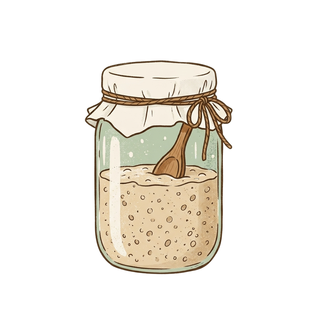 A glass jar filled with vanilla bean extract, a wooden spoon inside, and tied with twine.