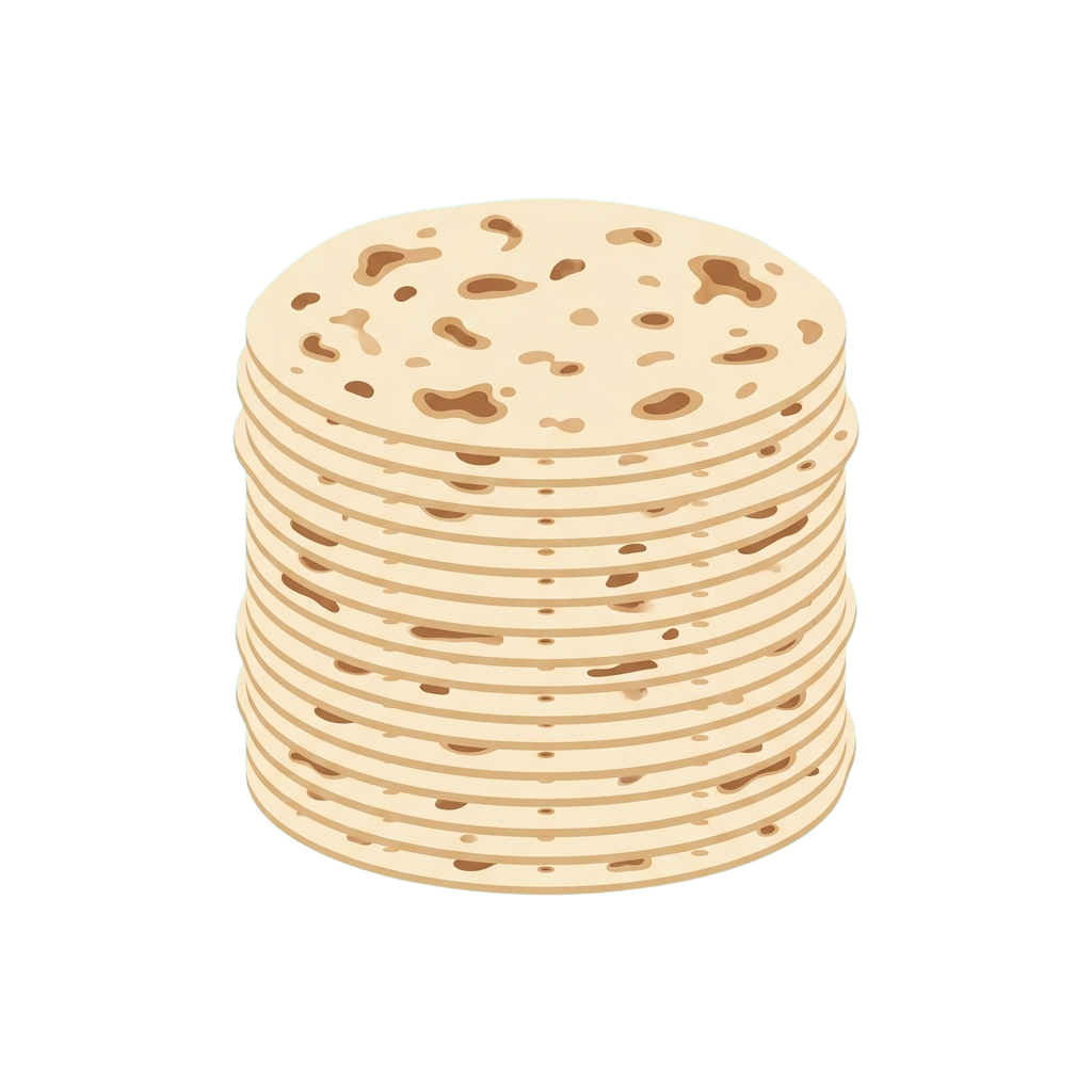 A stack of flatbreads or pita bread with a textured surface shown from above