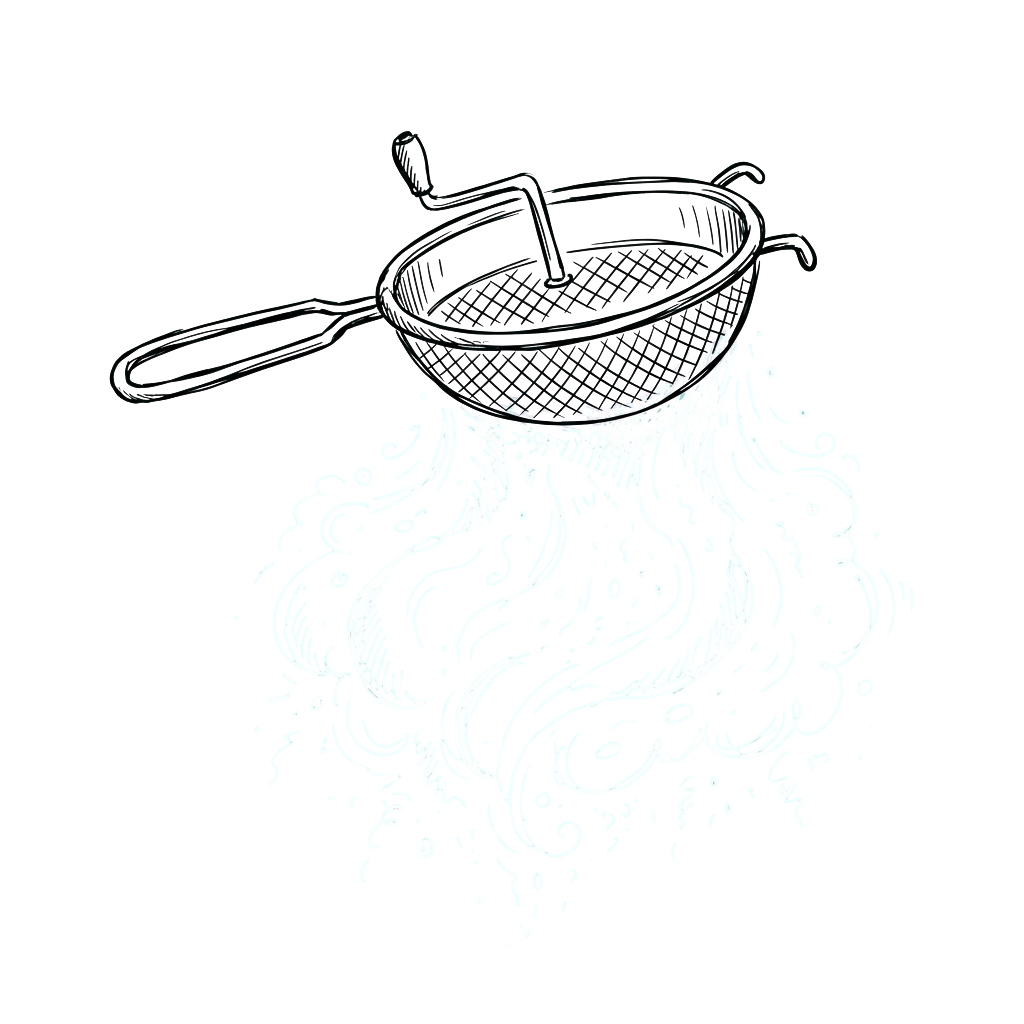 A stylized black silhouette of a cloud with intricate white swirls and dots against a dark background