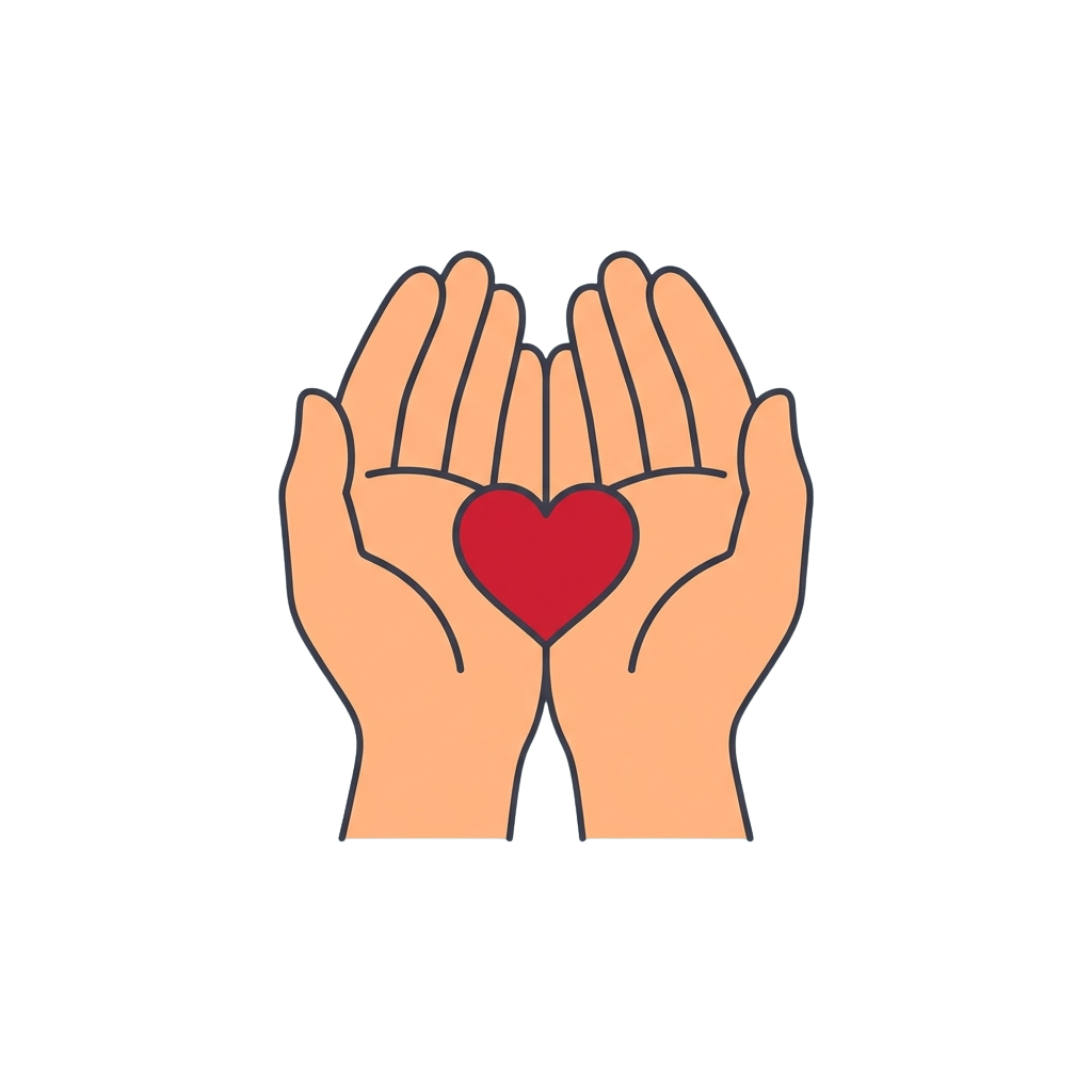 Two hands cupped together forming a heart shape in the center