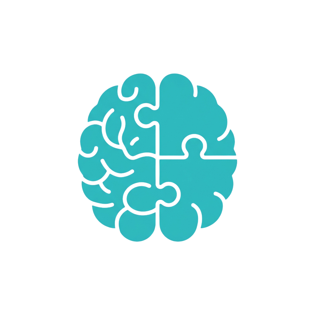 A stylized illustration of a human brain divided into four sections with light blue coloring