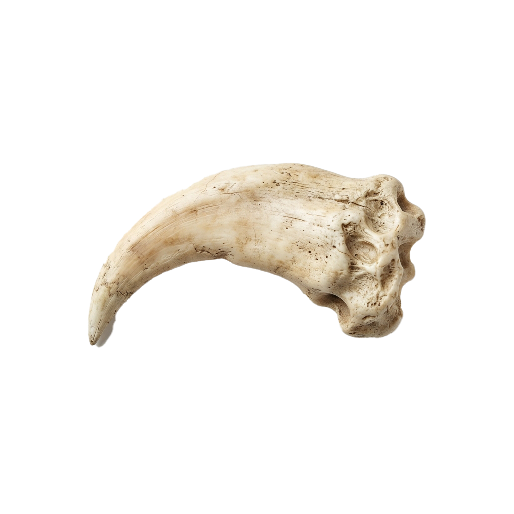 A fossilized tusk fragment showing natural wear and curvature against a black background