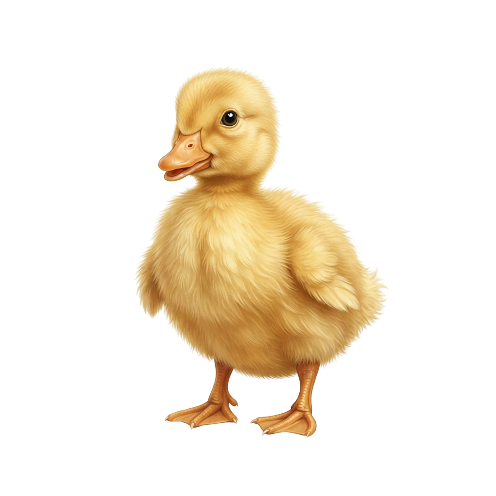 A cute yellow duckling standing on a black background
