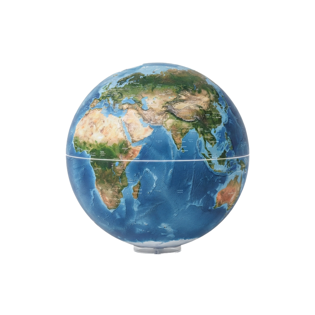 A 3D globe displaying Earth with visible continents and oceans from a space perspective