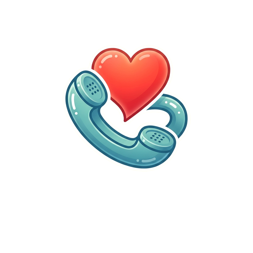 A stylized heart-shaped icon formed by a vintage telephone receiver and handset.