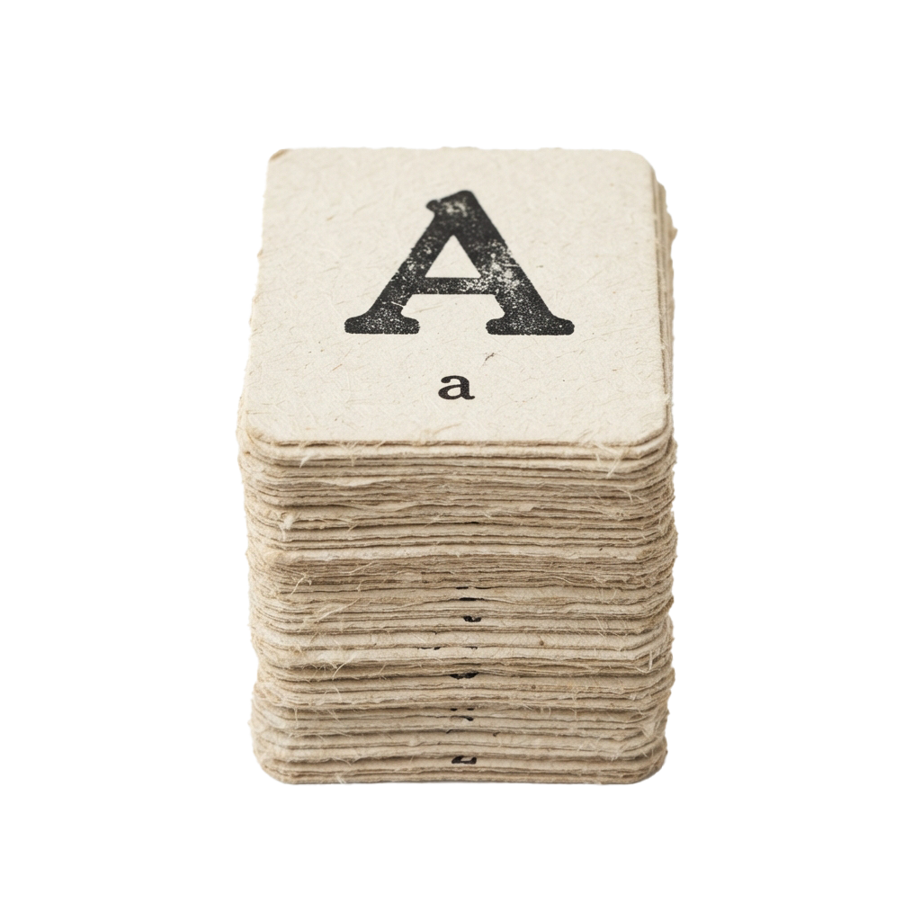 A stack of wooden blocks with a large black letter A on the top block