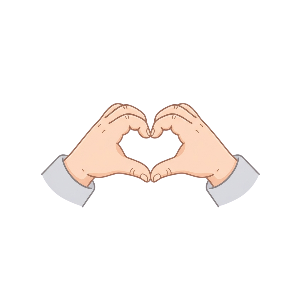 Two hands forming a heart shape with fingers against a black background