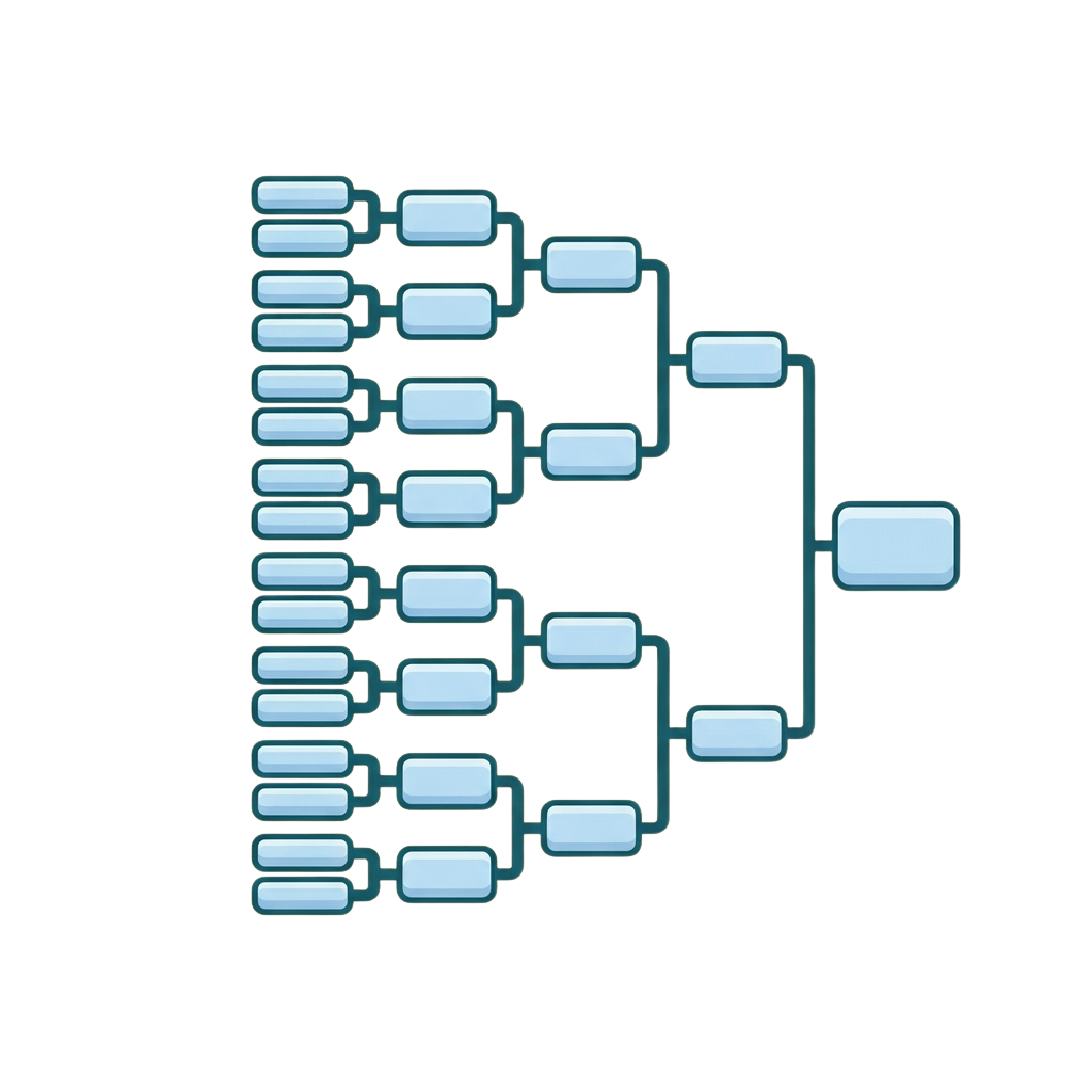 A visual representation of a hierarchical organizational chart with multiple levels of connected nodes.