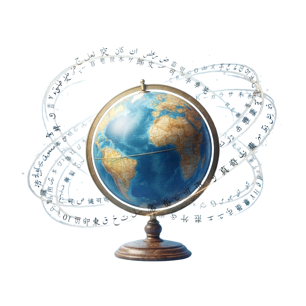 A globe with satellite orbit paths depicted as glowing lines around it on a dark background