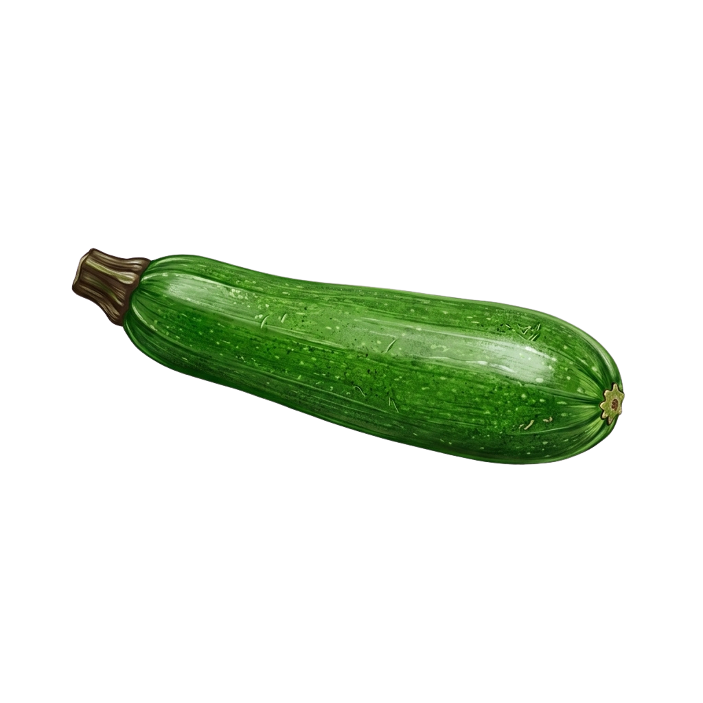 A whole, fresh green cucumber with a slightly tapered shape and smooth skin