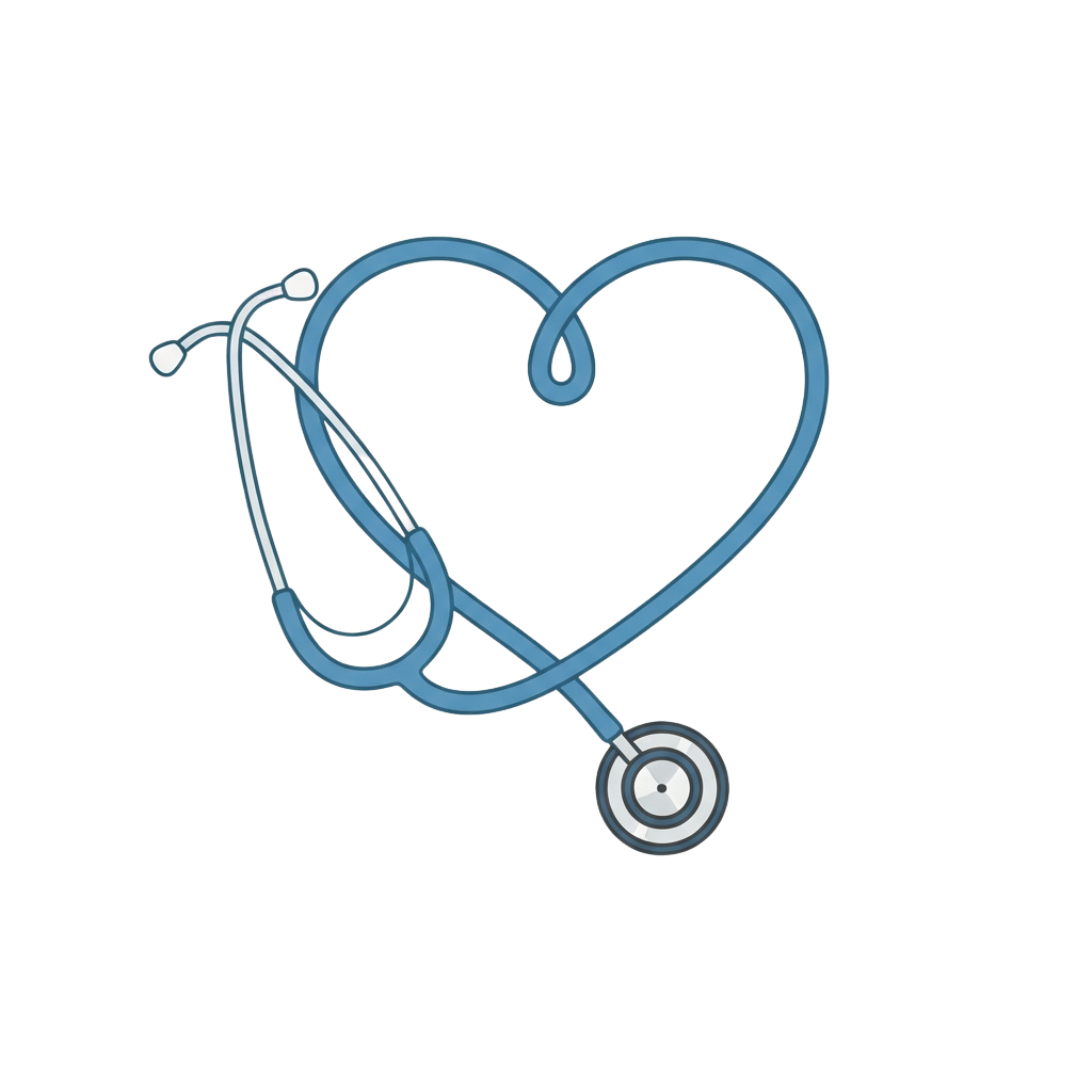 A stethoscope forming a heart shape on a black background