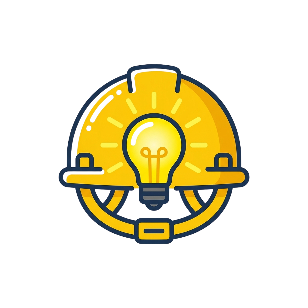 Illustration of a helmet with a glowing lightbulb inside, symbolizing innovation and ideas