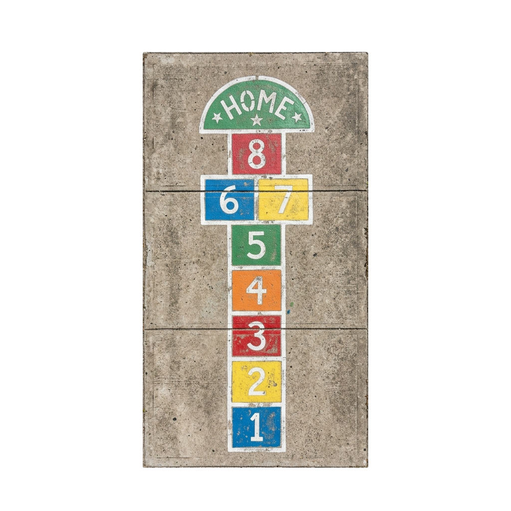 Baseball scoreboard showing bases numbered 1 through 8 and home plate with stars