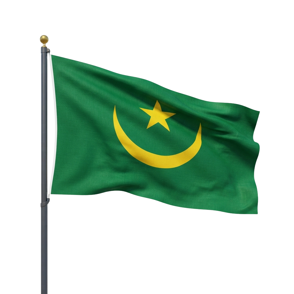 Flag of Comoros featuring a green background with a yellow crescent moon and star