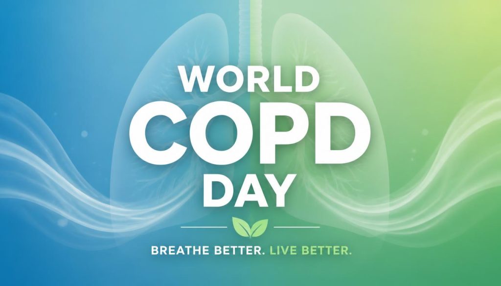 World COPD Day graphic with lungs illustration and tagline breathe better live better